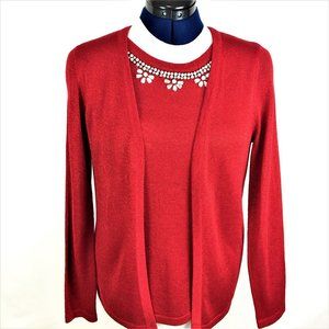NY Collection - embellish, faux layered sweater.